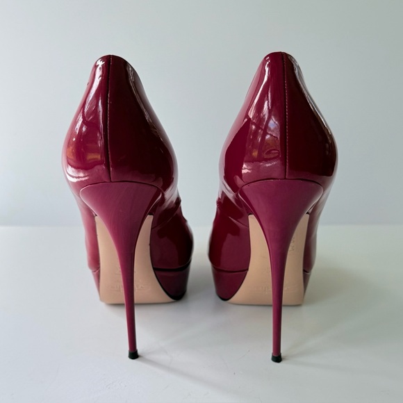 Sebastian Milano Guanto Giglio Porpora Red Patent Stiletto Platform Heels 35.5 - Picture 9 of 11